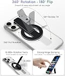 Magtame Magnetic Phone Stand for Magsafe, Ultra-Slim Phone Stand Grip & Magnetic Kickstand, 360°Rotation Multi-Angle Desktop Holder for iPhone 17 16 15 14 Pro Max, Magsafe Case & Android, Black