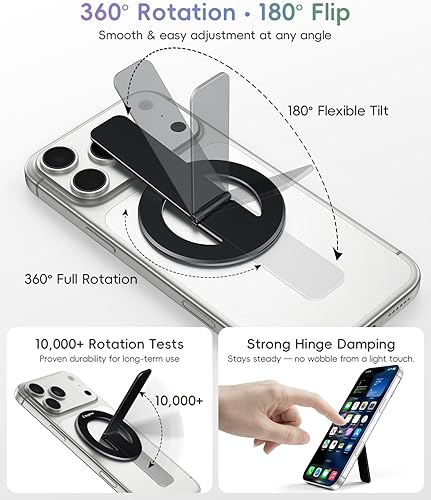 Miniatura 4 de Magtame Soporte magnético para teléfono MagSafe, soporte magnético delgado extraíble para teléfono celular, rotación de 360 y ajustable para