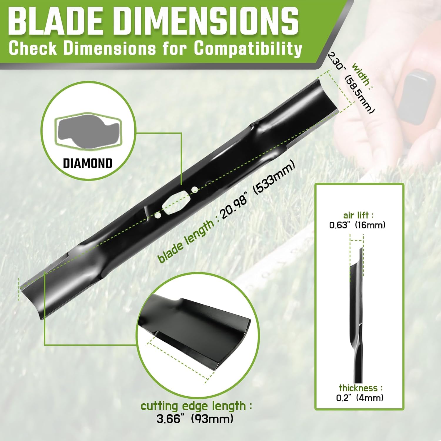 2-Pack 21" Mulching Mower Blades Replacement for Cub Cadet MTD Troy-Bilt 742-05177-L 742P05177-L 490-110-C198 Craftsman CMXGZAM110199, Fits 42" Deck XT1 LT42 XT2 LX42 Z5200