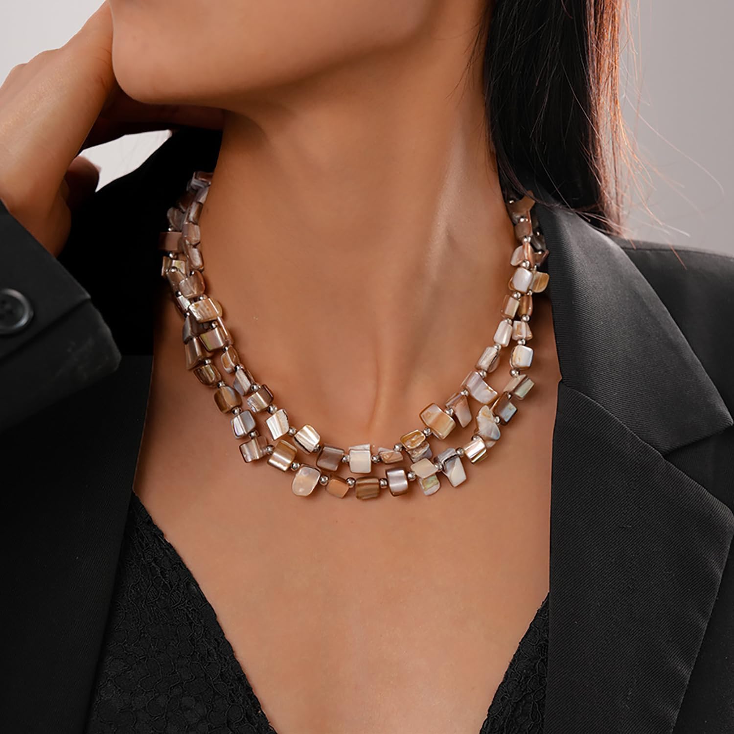 Colorful Beaded Necklace for Women Boho Layered Turquoise Choker Statement Necklace Punk Jewelry - Image 3