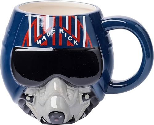Silver Buffalo - Taza grande de cerámica esculpida en 3D en forma de casco de Top Gun Navy Pilot Maverick, 20 onzas
