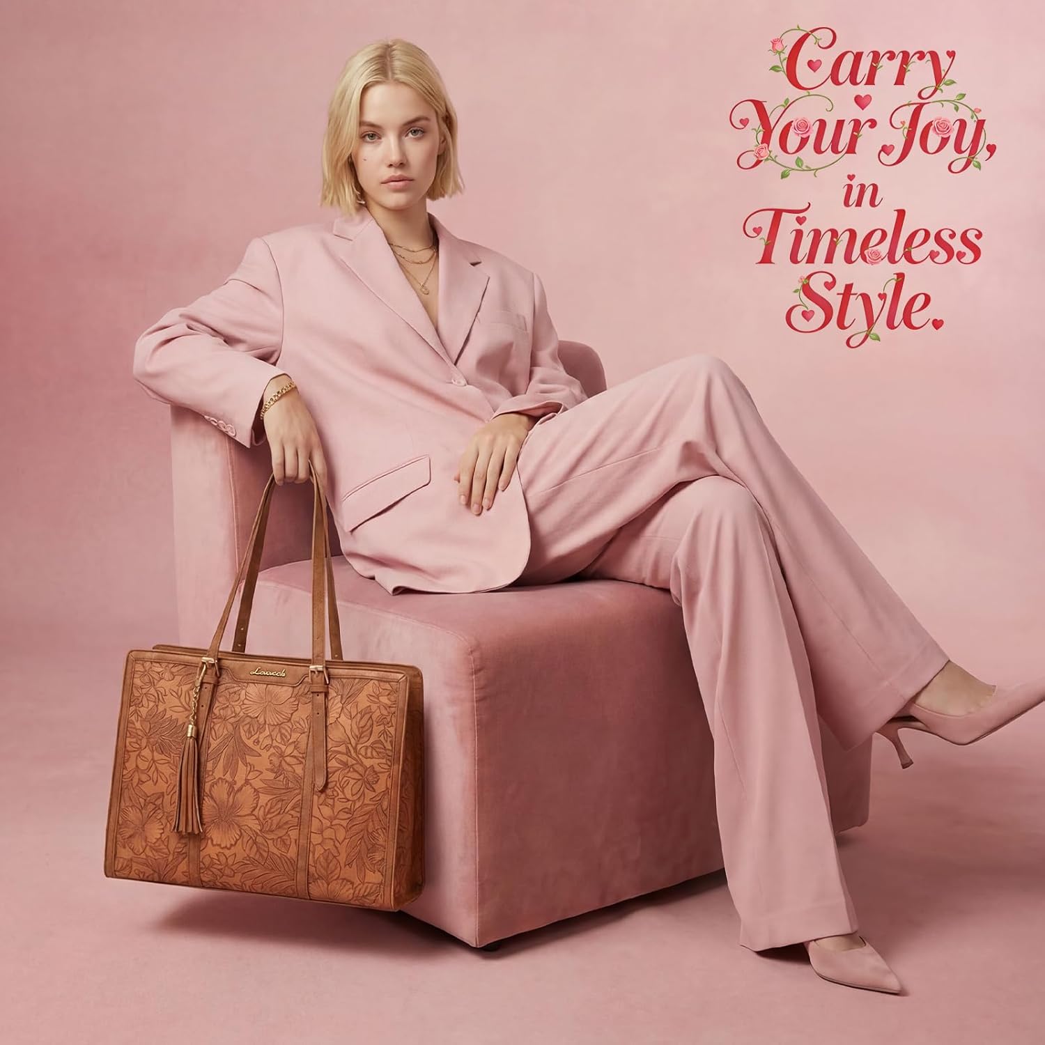 LOVEVOOK Laptop Bag for Women Vintage Leather Work Tote 17.3 inch Large Capacity Computer bag with Clutch Purse for Office, Travel, Casual - Image 3