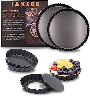 10 Inch,9.5 inch and 4 Inch 4 Pack Round Tart Pan with Removable Bottom Quiche Pan Non-Stick Baking Dish Pan Carbon Steel ...