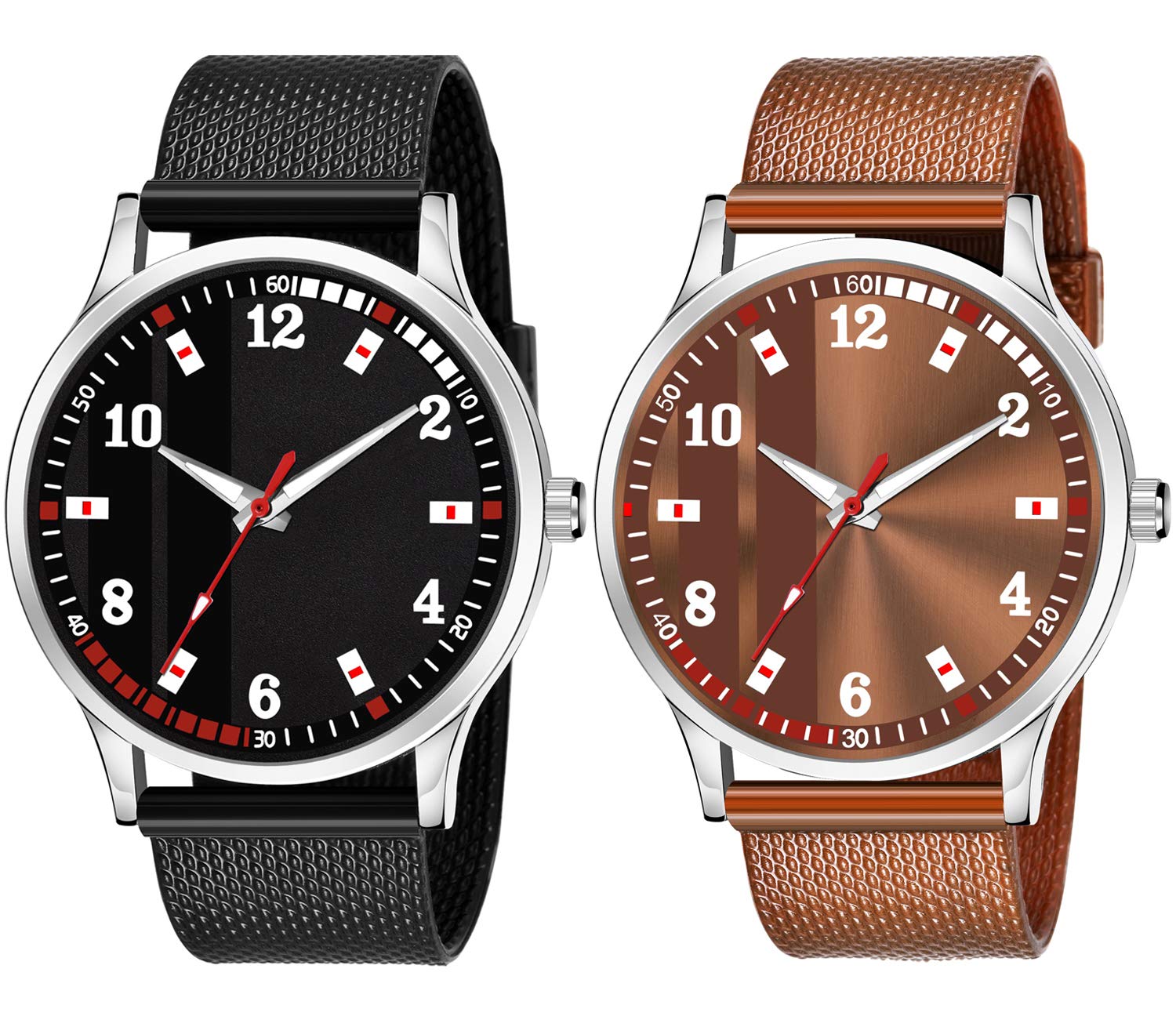 DREAM VILLA Pack of 2 Black and Brown Rubbers Strap Analog Watch for Boy and Men Watch (B08XWNFM9X) Amazon Price History, Amazon Price Tracker