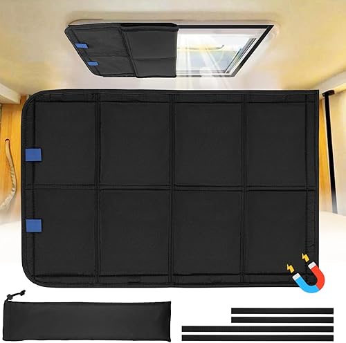 Miniatura 5 de Persiana para Ventana de Claraboya de RV, 23 " (L) x 15 " (A), Cubierta Opaca Plegable con Imán para RV, Protección contra Rayos UV, Cubierta de