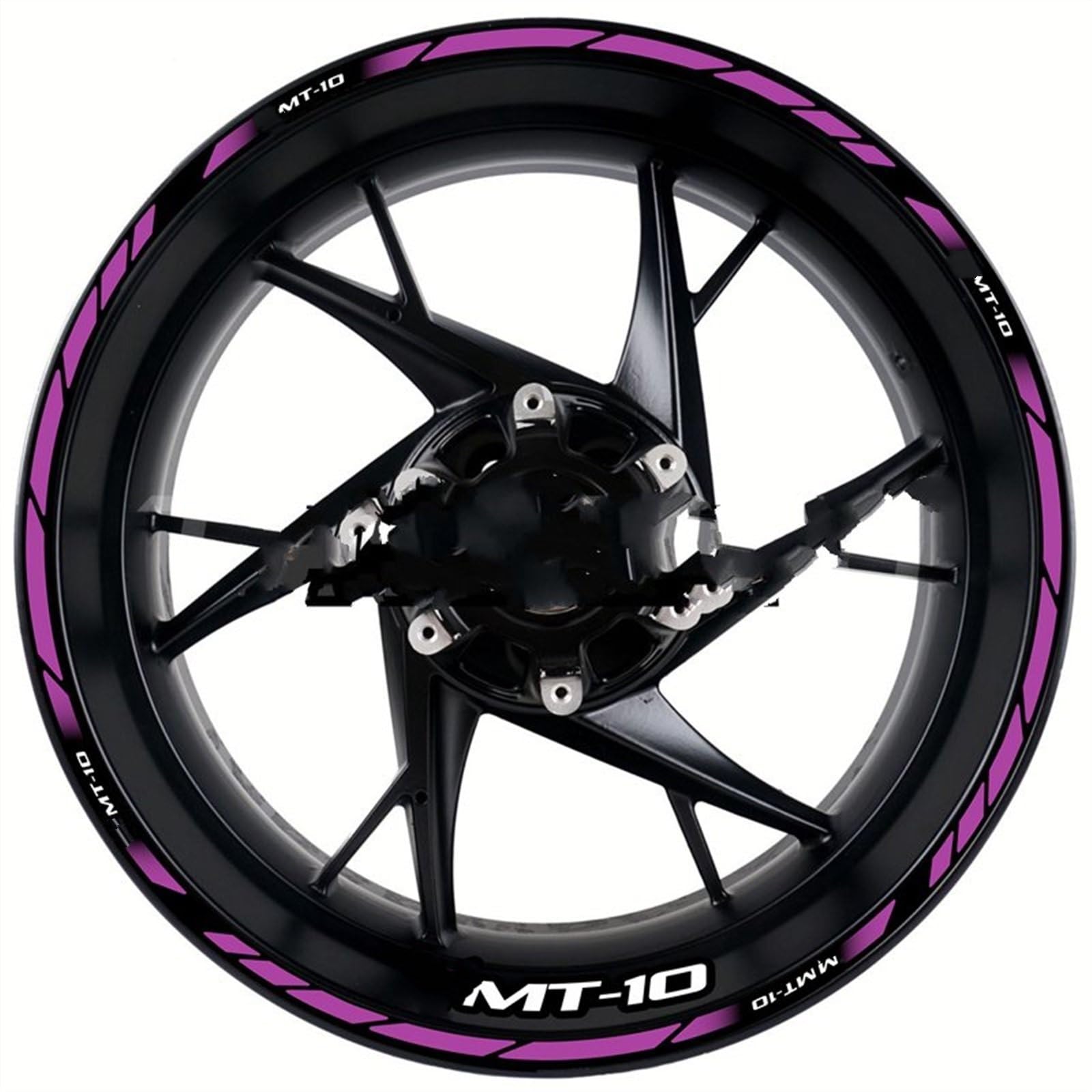 Motorcycle Front and Rear Tire Waterproof Sticker Reflective Stripe Rim Set Decal for Yamaha MT-10 Mt10 Decorative(Color1)