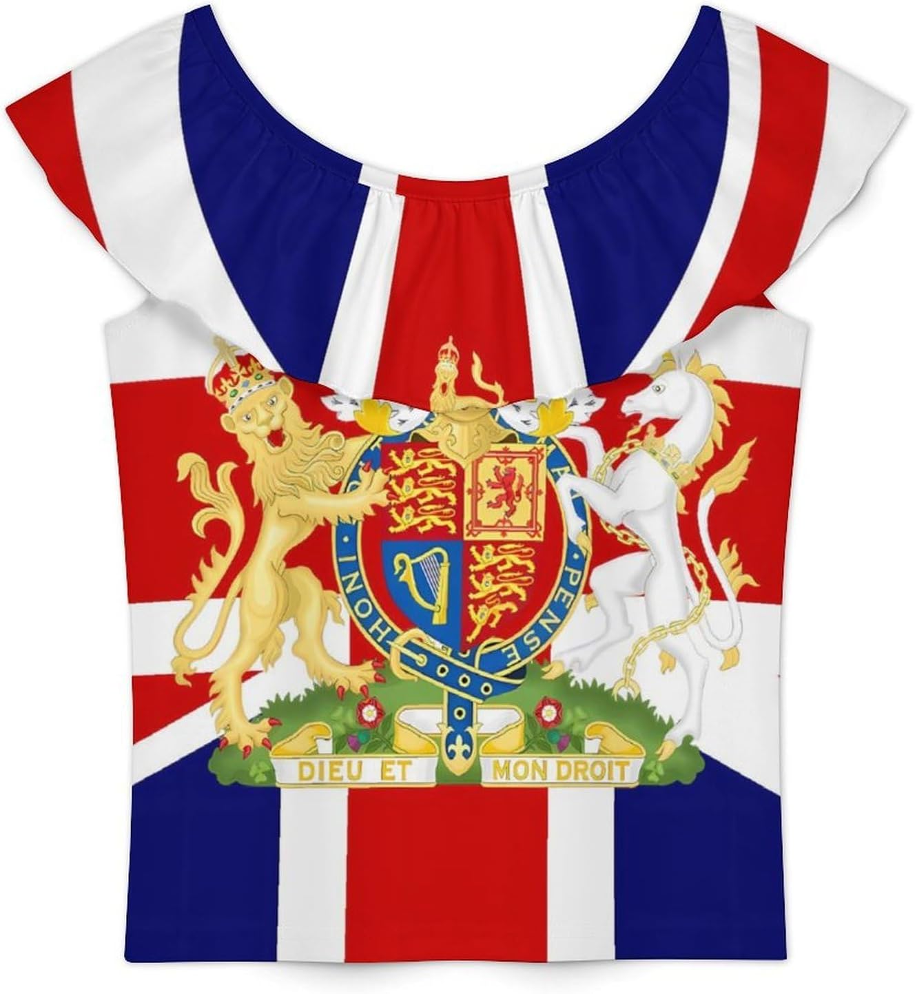 British Flag United Kingdom UK Girls T-Shirts Top Ruffle Short Sleeve Blouse Casual Graphic Tees