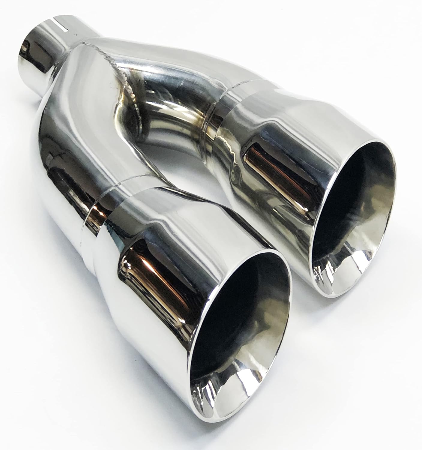 Exhaust Tip 4.00" Outlets 3.00" Inlet 16.00" long Dual Slant Angle 304 Polished Stainless Steel WDWD304016-300-HP-SS Wesdon Exhaust Tip