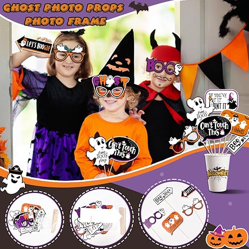 Miniatura 3 de Marco de accesorios para cabina de fotos de fiesta de Halloween, kit de decoración de fotografía de Halloween, incluye marco de fotos de fantasma de