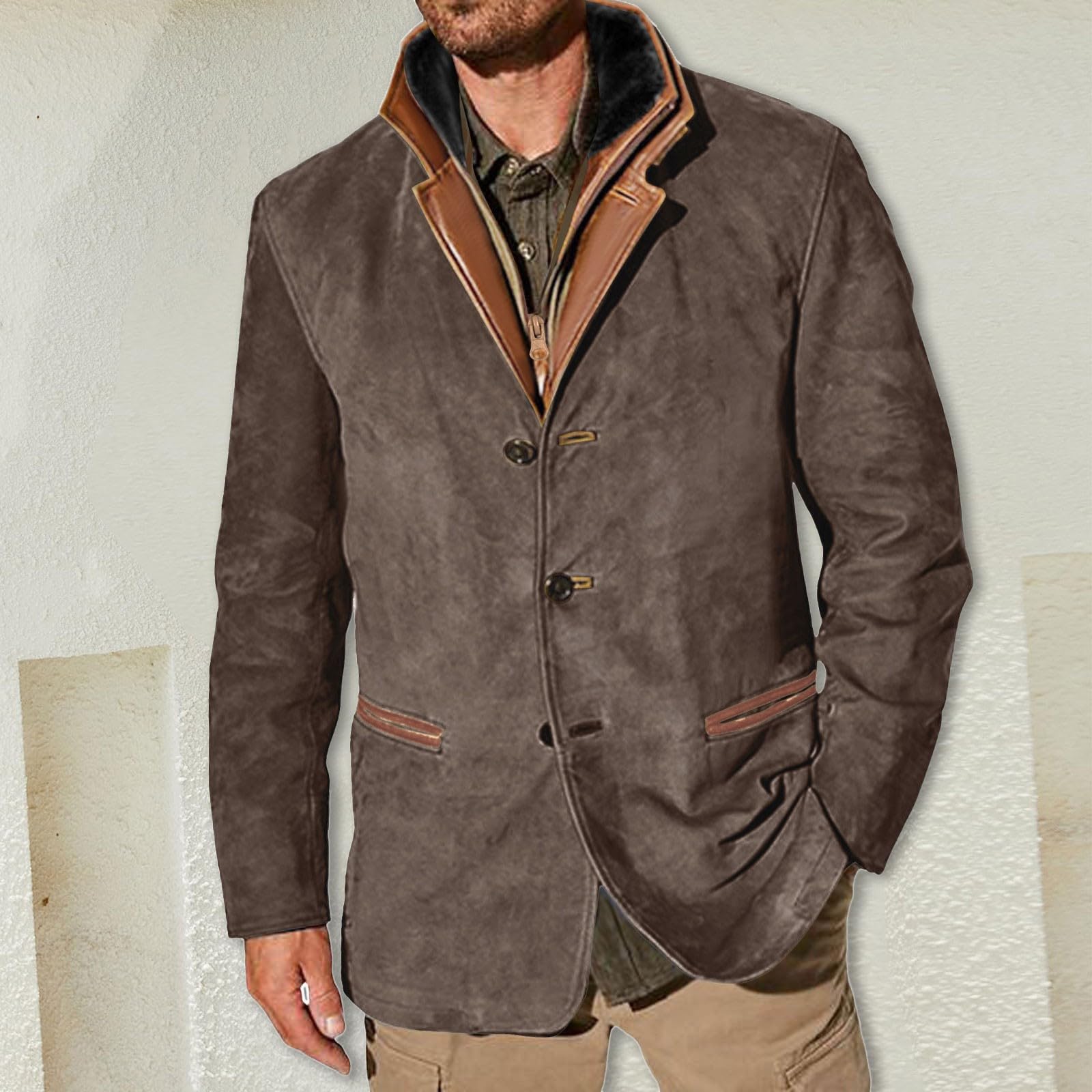 Männer Qomen Heavy Industry Vintage Arbeitsjacke Retro amerikanische Freizeitjacke Final Mantel Herren Herren Schwarz Rot