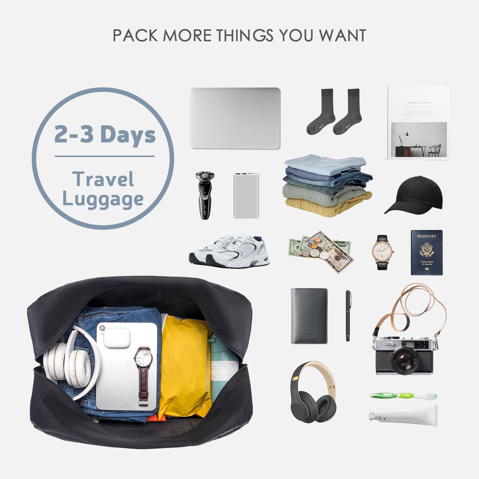 SPAHER Maleta Cabina Bolsas de Viaje Plegable 45 x 36 x 20 Easyjet Bolsos de Viaje Equipaje de Mano Bolsa de Cabina Maletas Viaje Bolsas para Viaje Bolso Maternidad Bolso Equipaje Fin de Semana 32L
