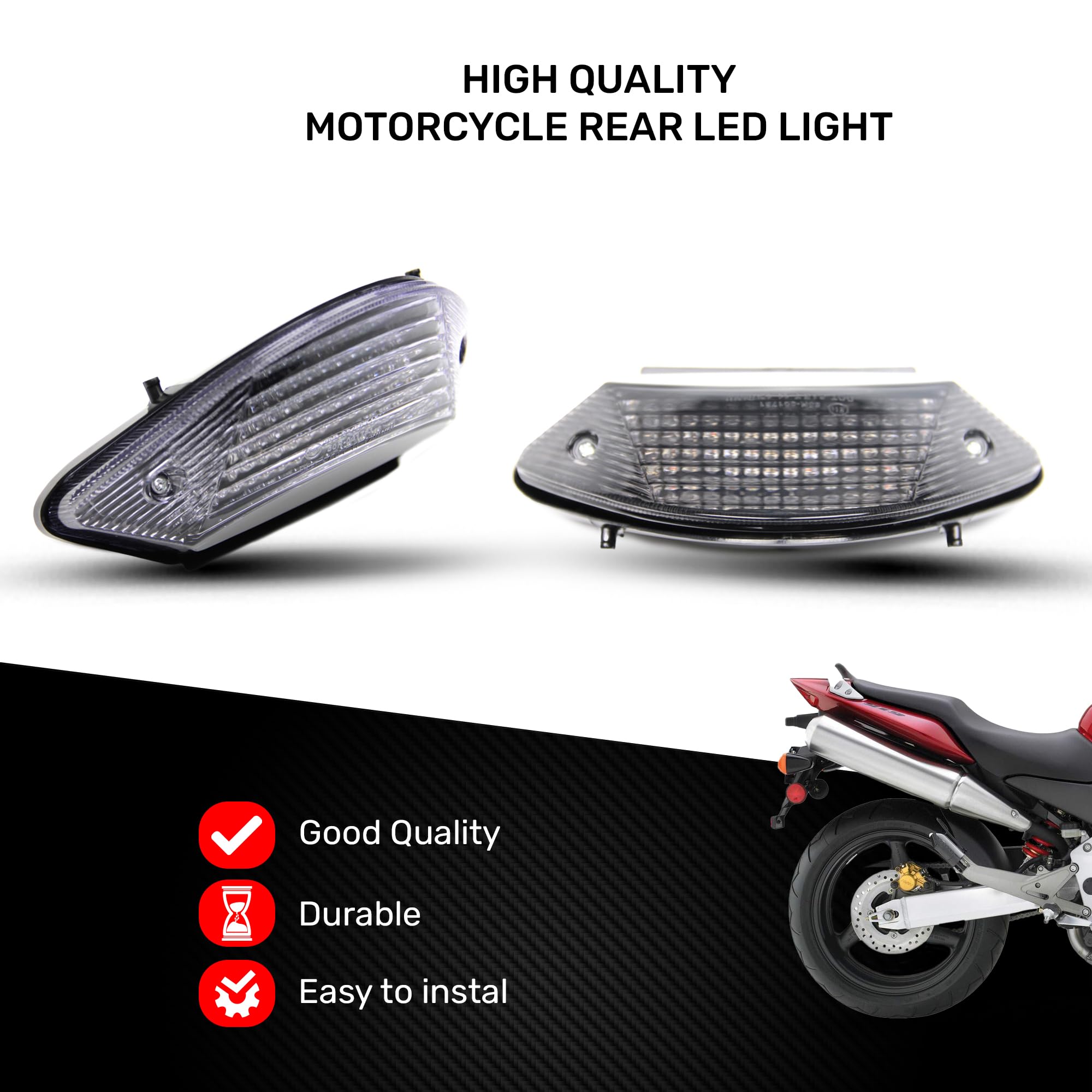 aVDB-moto Fanale posteriore indicatori di direzione integrato Compatibile con HORNET 600, CB600 F 2003-2006, Hornet 900, CB919 2002-2006 (Chiaro)