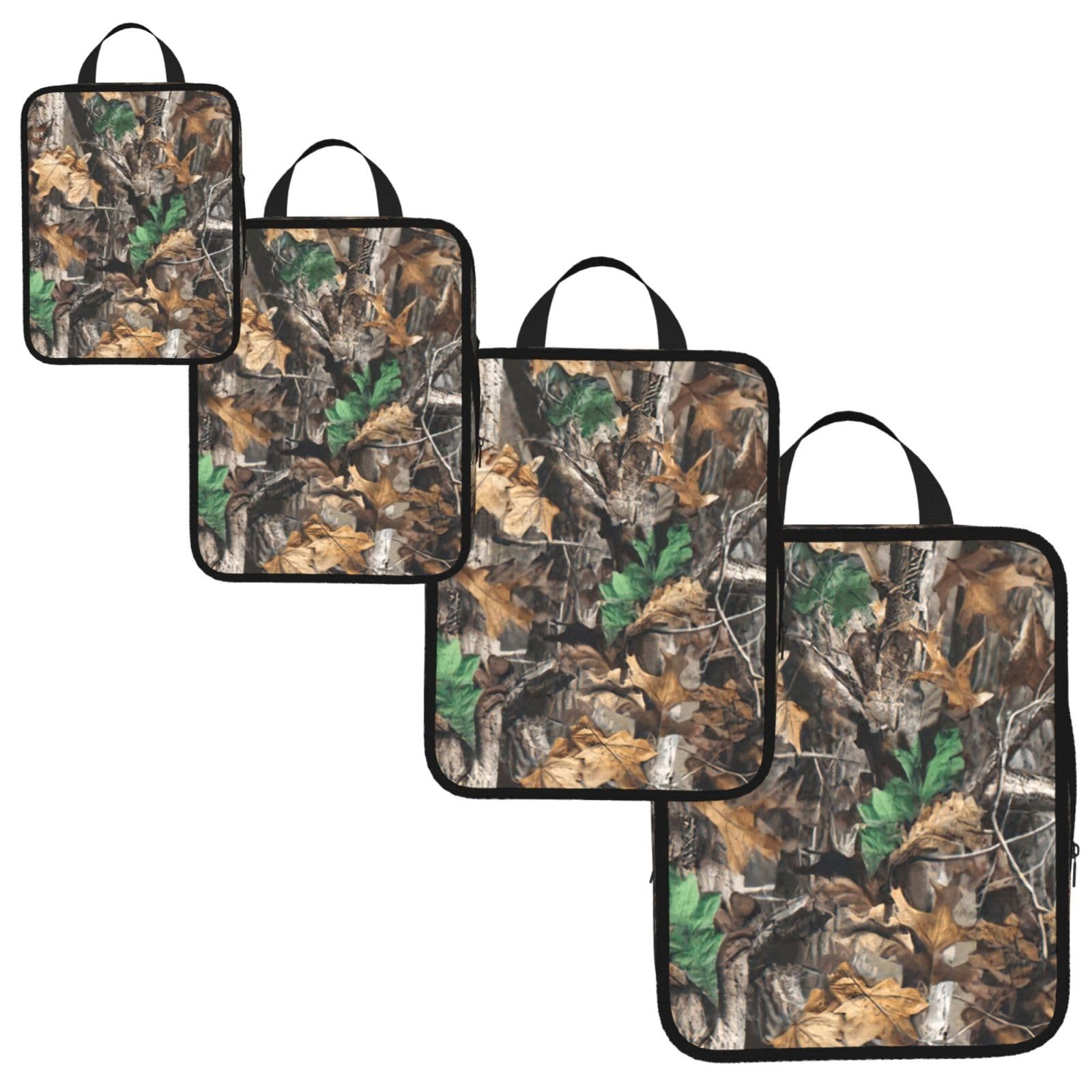 Cold Tree Camouflage Print 4 Set Compression Packing Cubes for Suitcases,Expandable Storage Bag Organizers