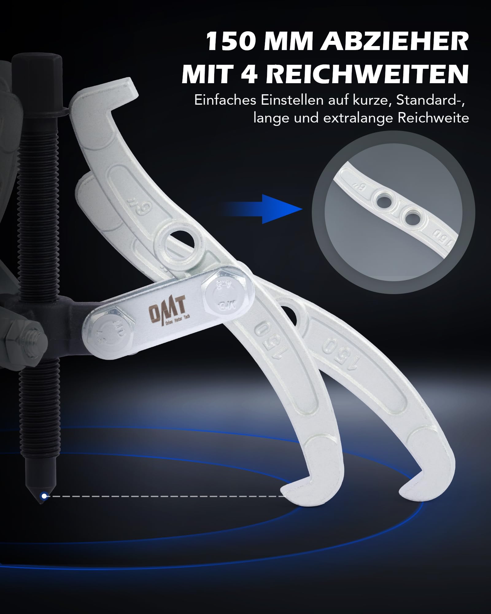 Orion Motor Tech Abzieher Werkzeug Lagerabzieher Lager Abzieher Satz Klauenabzieher 3-armig 75, 100, 150mm Außen-/Innenabzieher für Kugellager, Schiebezahnräder, Schwungräder, Fahrzeugräder