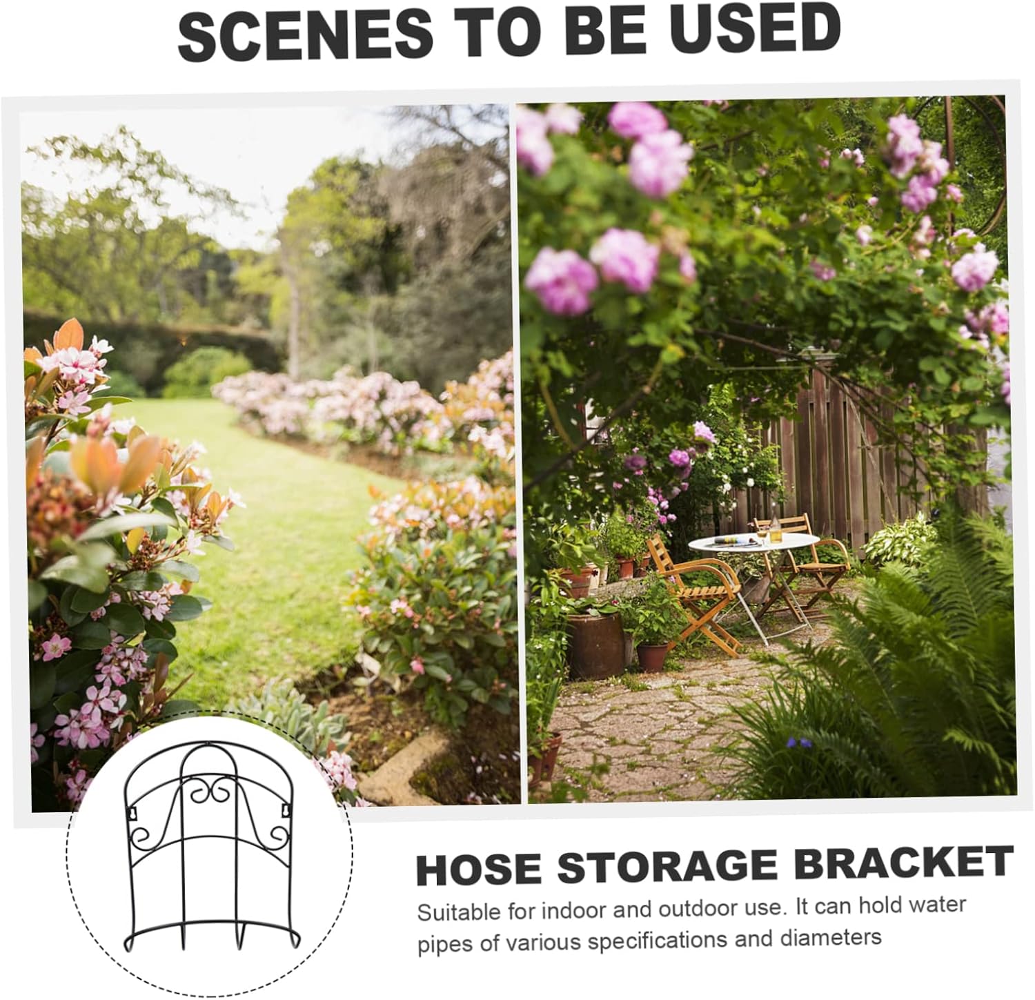 Mipcase Decorative Wall-mounted Hose Storage Rack Black Organizer for Garden Hoses Space-saving to Prevent Kinks Easy Installation for Outdoor Use