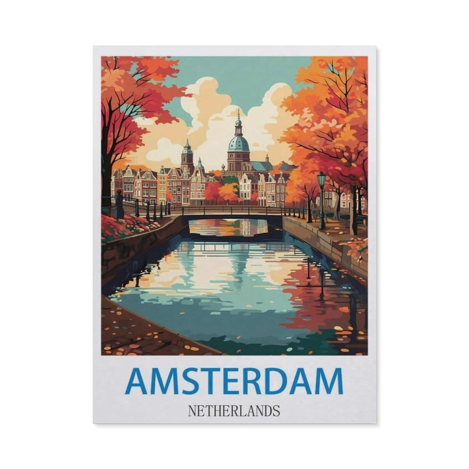 BEAYODKP Diamond Painting，Amsterdam Netherlands，Round Full Drill Acrylic Embroidery Cross Stitch Arts Craft Canvas Supply for Home Wall Decor Adults and Kids（50 x 60 cm/19.68 x 23.62 inches）-CK84