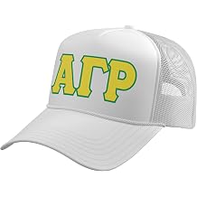 Licensed Alpha Gamma Rho Gold and Green Lettered Trucker Hat with Adjustable Mesh Back