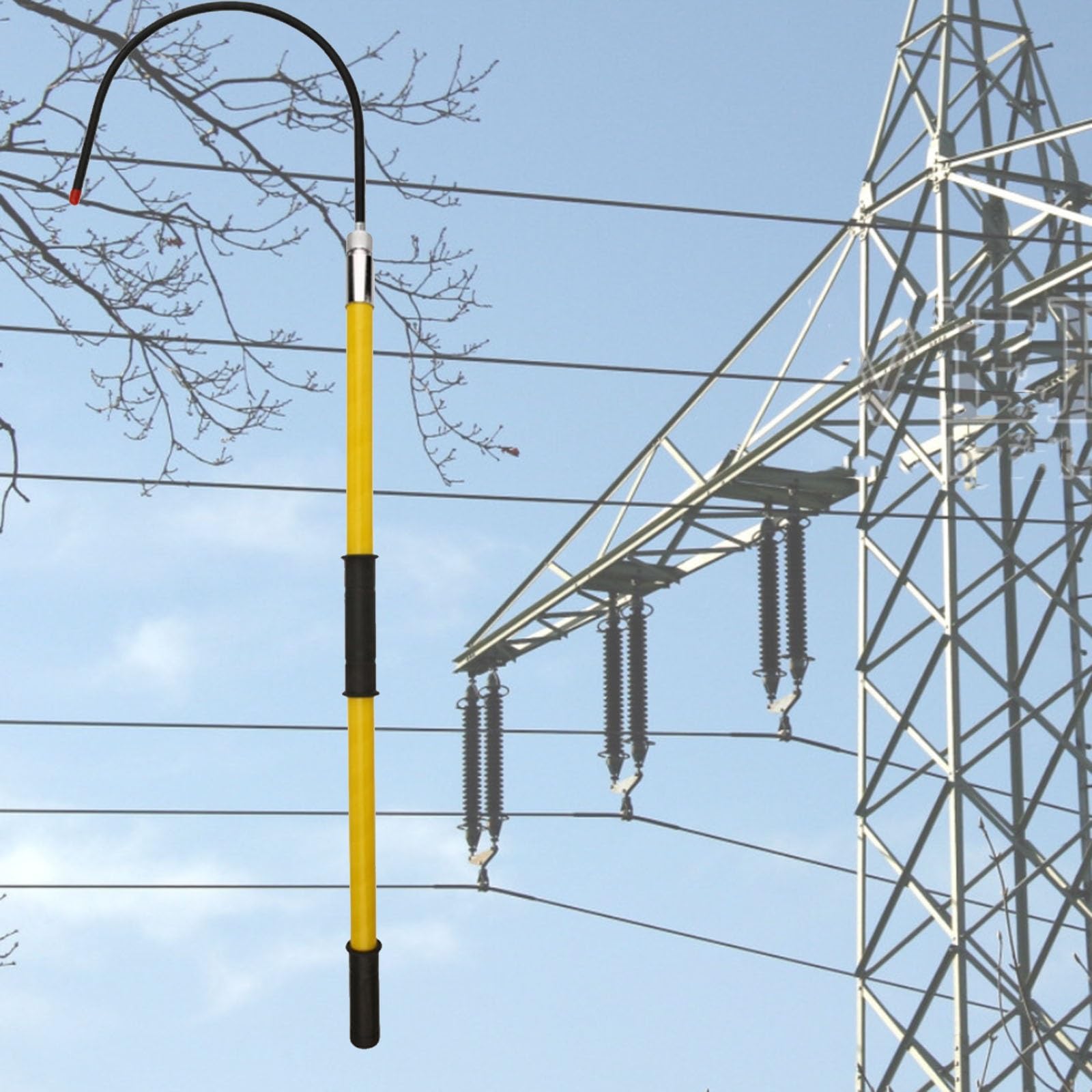 Safety Rescue Hook,High Voltage Life Rescue Hook-Lightweight 2M/6.5Ft Insulated Rod For Electrical Safety, Anti-Electrocution Tool For 10Kv, 35Kv, 110Kv, Electric Vehicles, Gr,Yellow,1.5m/59in/4.9ft