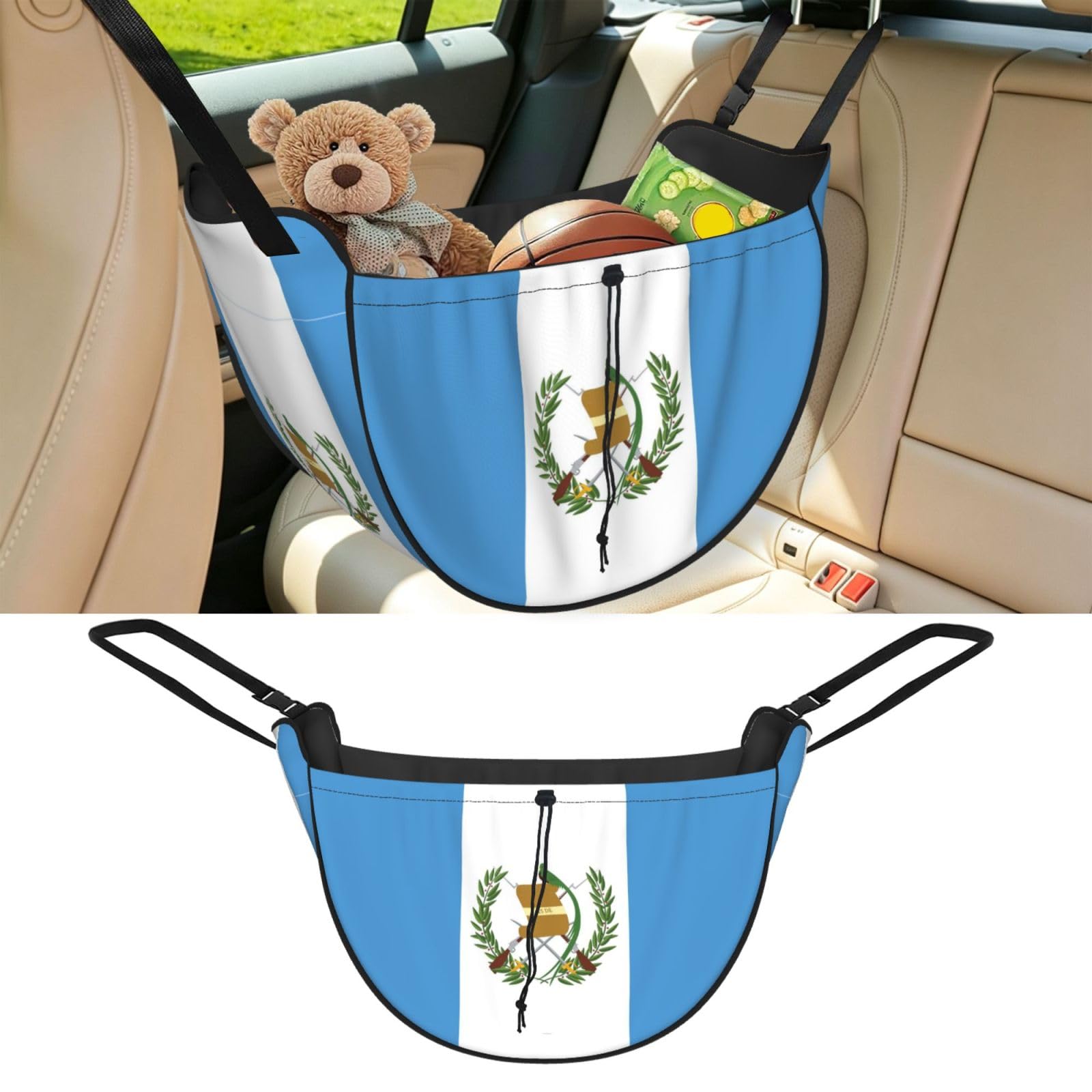 Cntdbu Black Flag Of Guatemala Car Seat Organizer-Backseat Storage Bag For Travel