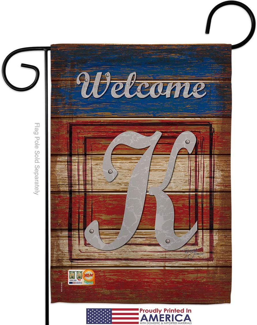 Patriotic K Initial Garden Flag Set Wall Hanger Monogram Americana Star and Stripes Patriotism Independence Memorial United State American Small Gift Yard House Banner 13 X 18.5
