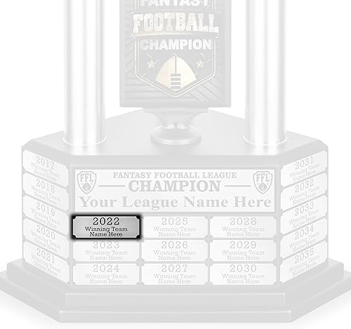 Miniatura 3 de TrophySmack Placa ganadora  Placa de nombre grabada personalizable  Premio de campeón de trofeo de fútbol de fantasía (plata o negro)