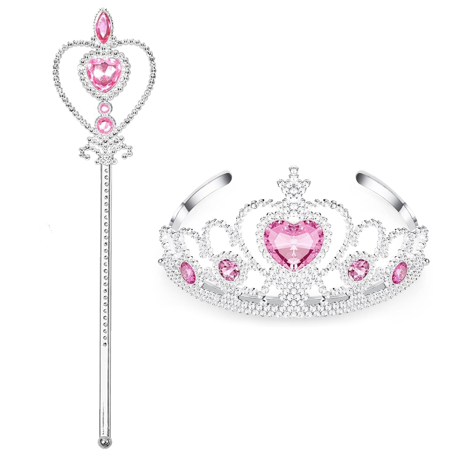 S & E TEACHER'S EDITION 2Pcs Princess Crown and Wand, for Little Girls, Jewelry Toy Princess Costume Accessories, Christmas Gifts Set