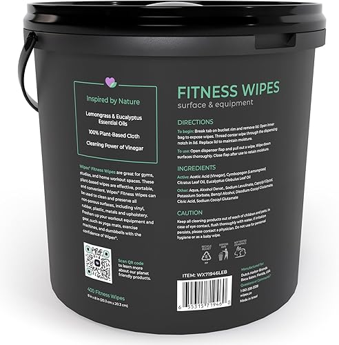 Miniatura 9 de Wipex Toallitas de gimnasio para equipos de fitness, paño a base de plantas, toallitas de citronela, eucalipto y vinagre para limpiar superficies,