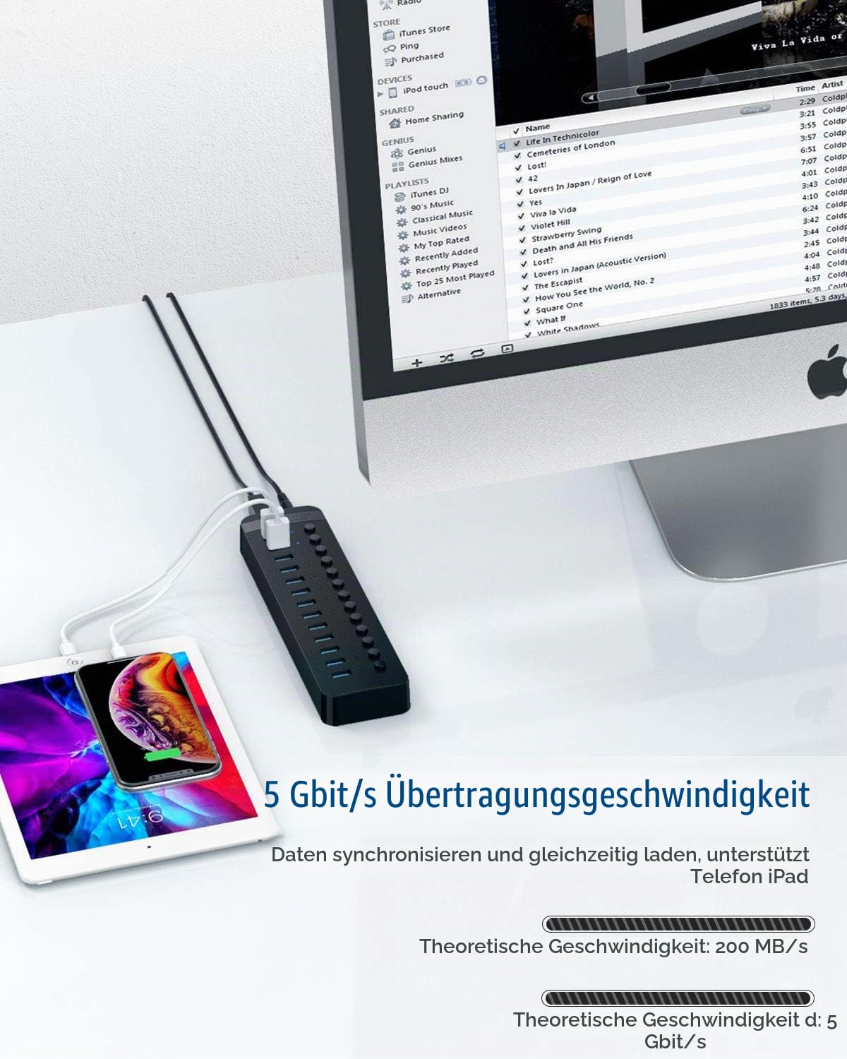 ORICO USB Hub 3.0 Aktiv 16 Ports 78W Mit Netzteil Einzelne EIN/Aus-Schalter und 12V / 5A Energien-Adapter für Desktop-Computer, PC, iMac, Mobile HDD, Flash-Laufwerk, aufladeniPad