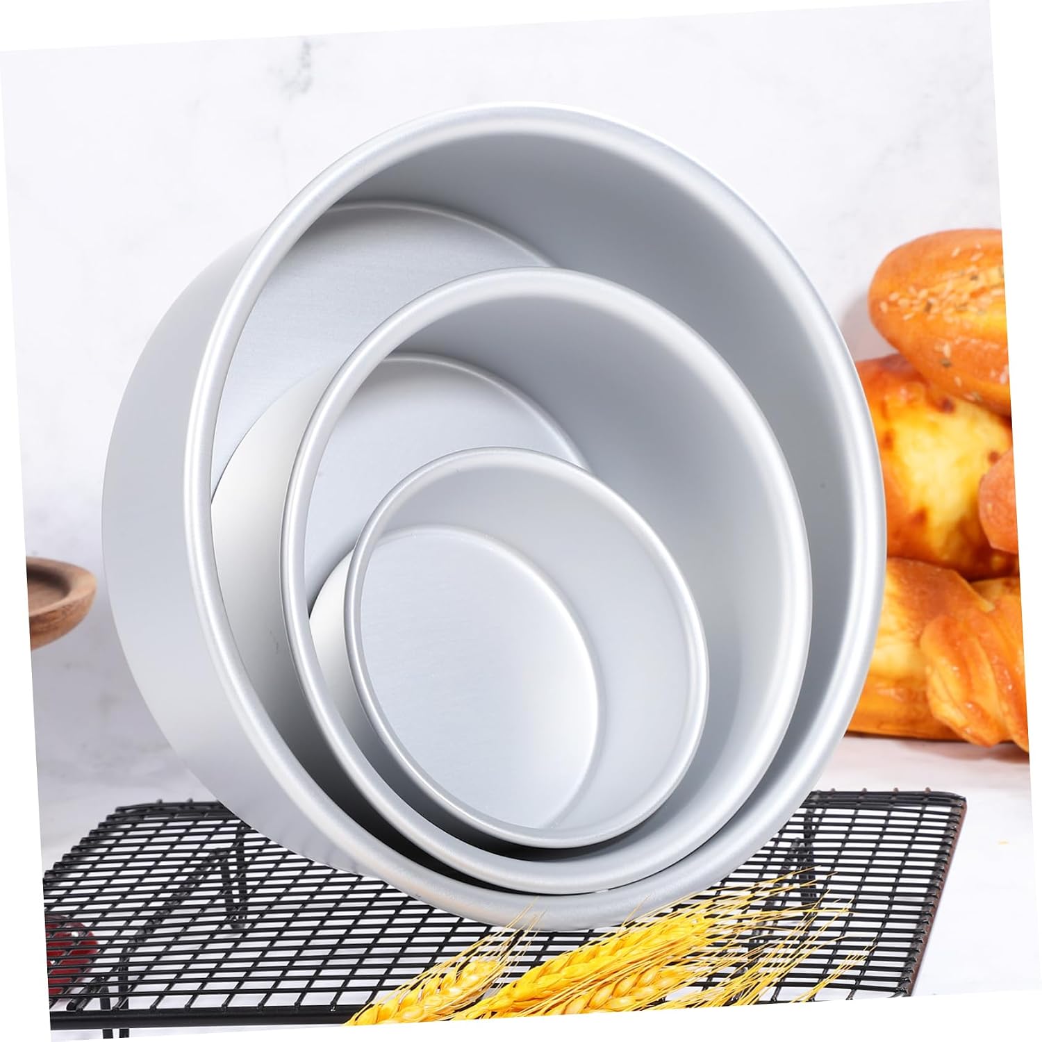 3pcs Round Cake Pans Aluminum Cake Tins Nonstick Baking Pan for Chiffon Cheese