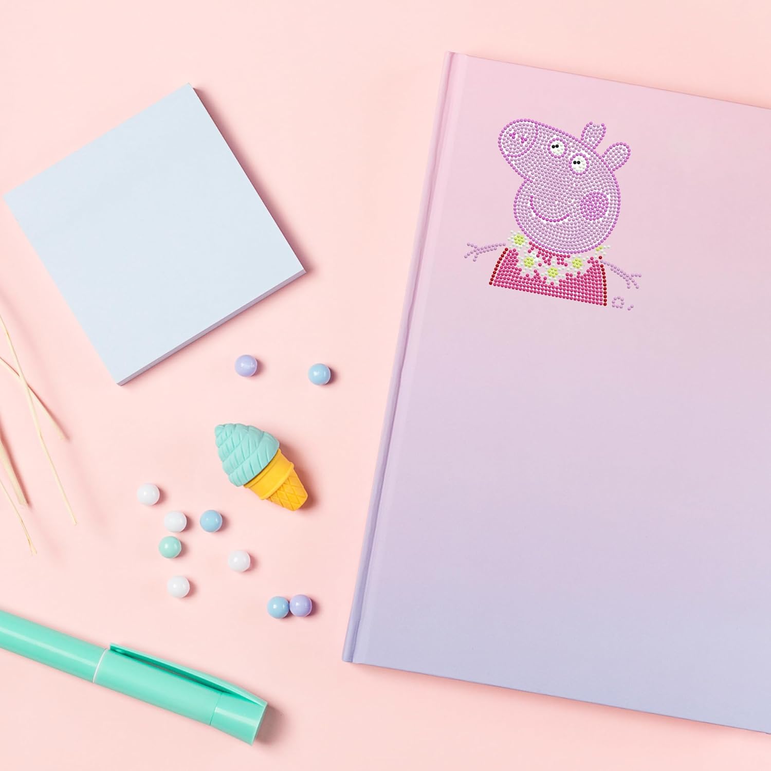 Diamond DOTZ DOTZIES 2592843 Original 5D Diamond Painting Set, Peppa Pig, DIY Creative Painting Kit for Diamond Stickers and Pictures, Diamond Craft Set for Children from 6 Years, Beginners