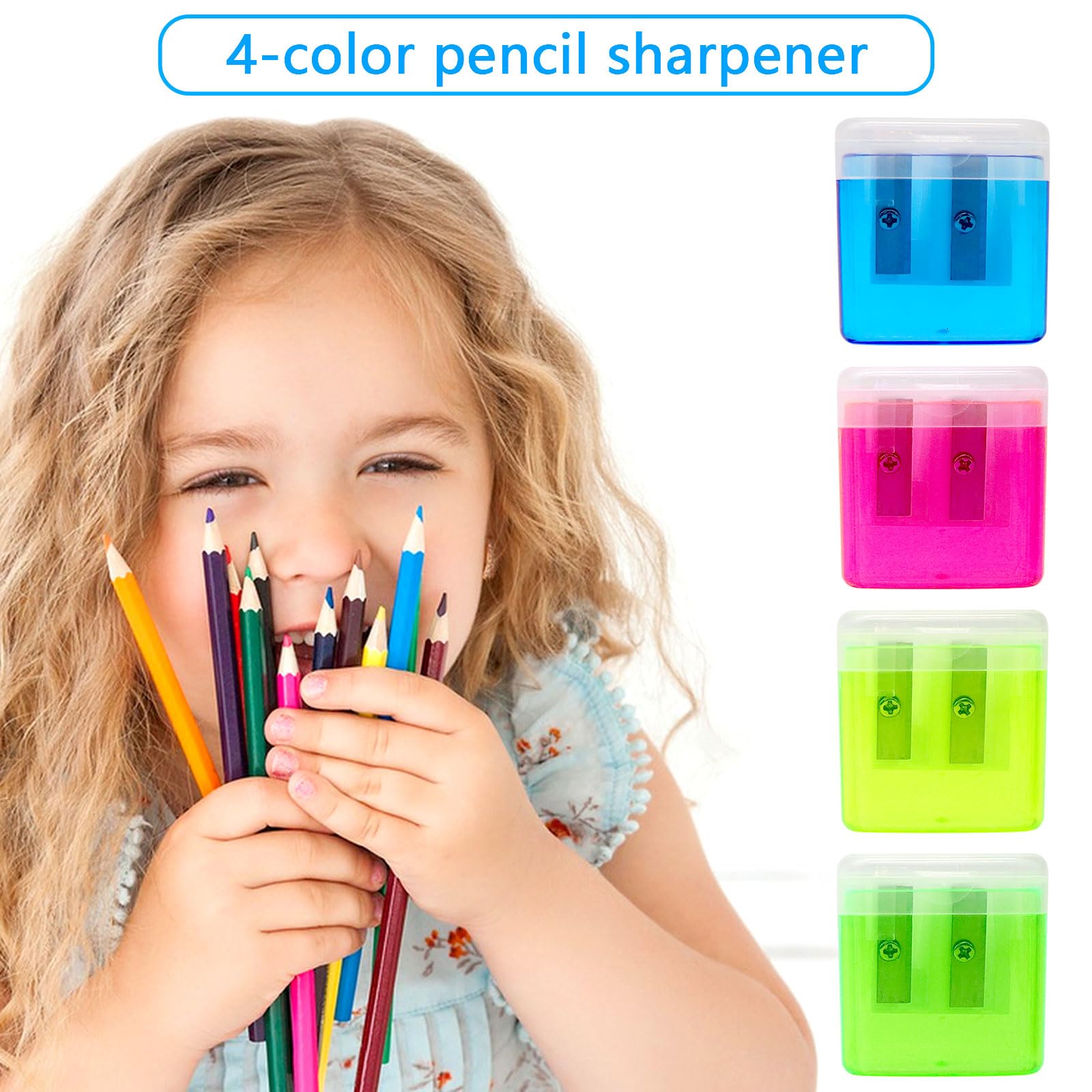 72 Pack Manual Pencil Sharpeners - Double Hole With Lid, Colorful Handheld Sharpeners For Kids, School, Office