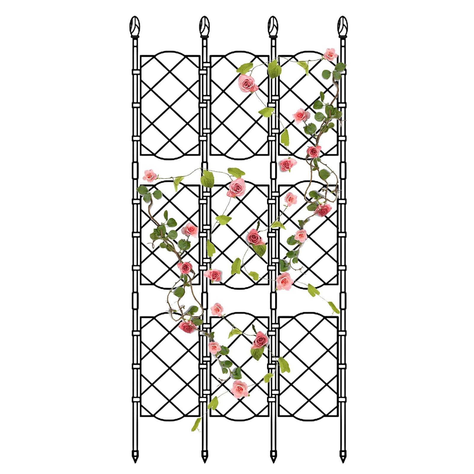 Pflanzenstütze für Kletterpflanzen im Freien, hoher Spalierzaun für Zimmerpflanzen, Gartenspalier zum Klettern von Blumengemüse im Innen- und Außenbereich (Farbe: Schwarz, Größe: 60 x 16 cm/23,6 x 6