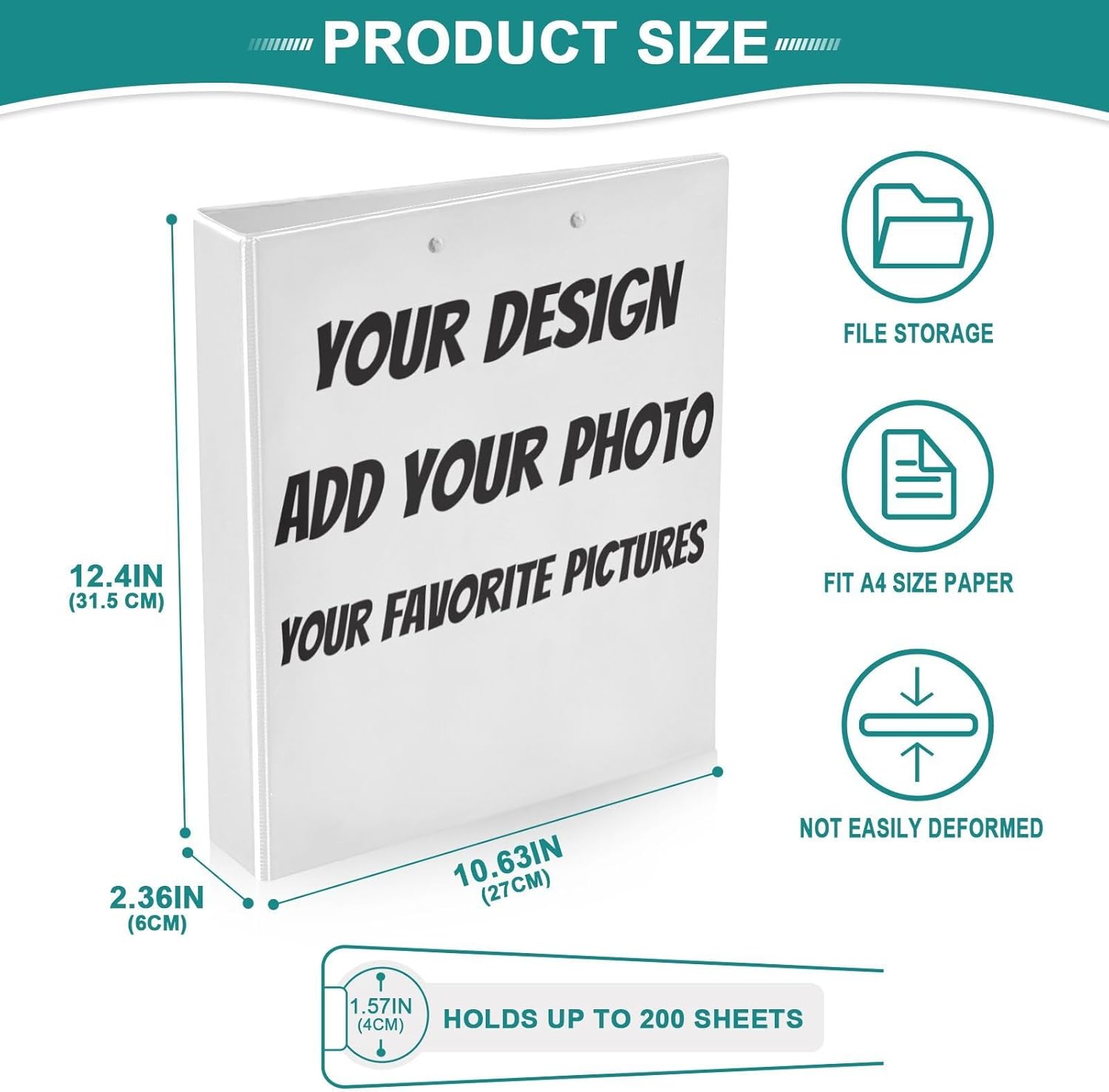 Custom Design 1.5 Inch 3 Round Ring Binders with Pocket Clip, Holds 200 Sheets Documents for Office Classroom Student Organization Hard d Ring Binders