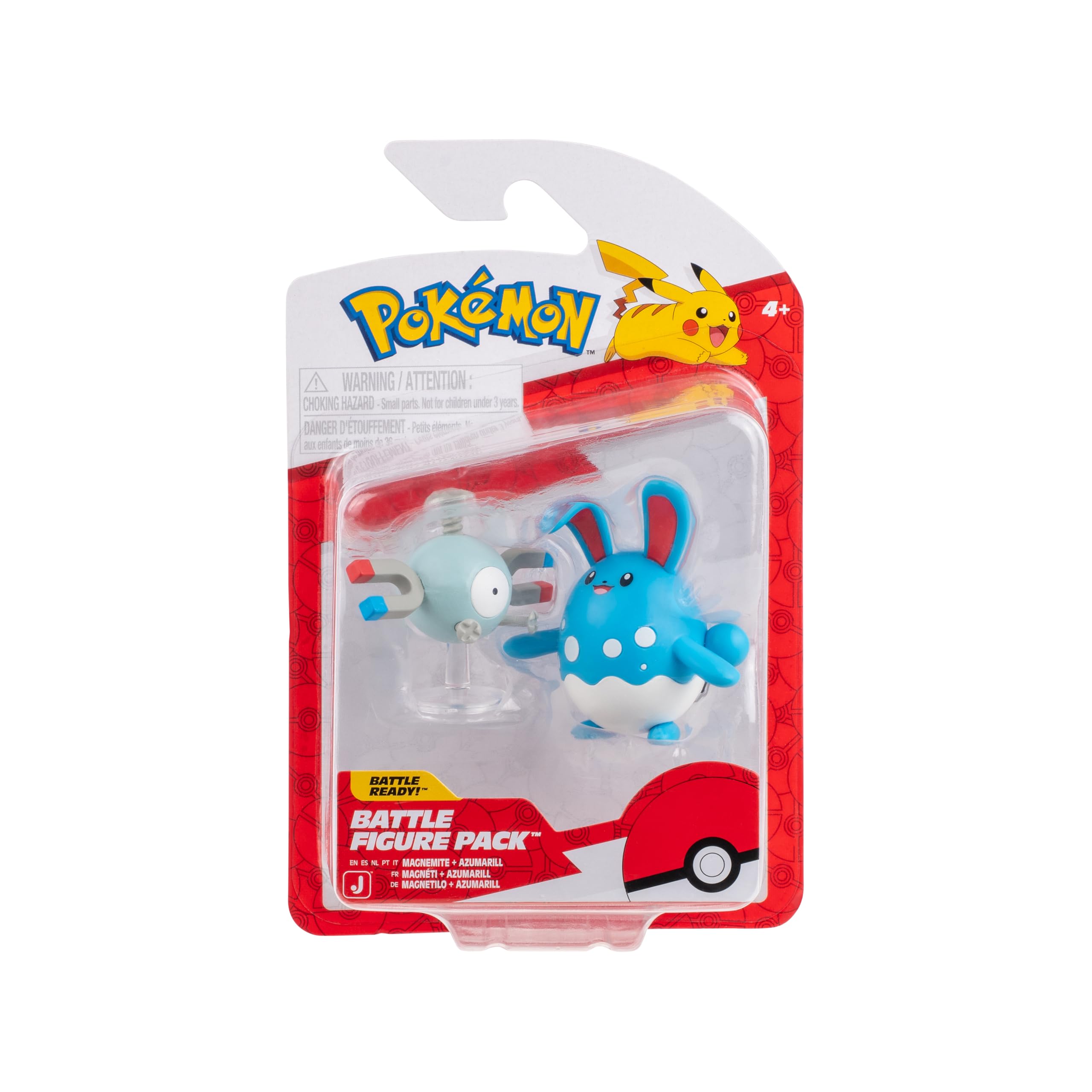 Pokémon - Figura de Combate, magnemita y azumarilla, Compatible con Clip N Go Pokemon Toy Oficial para niños 3+