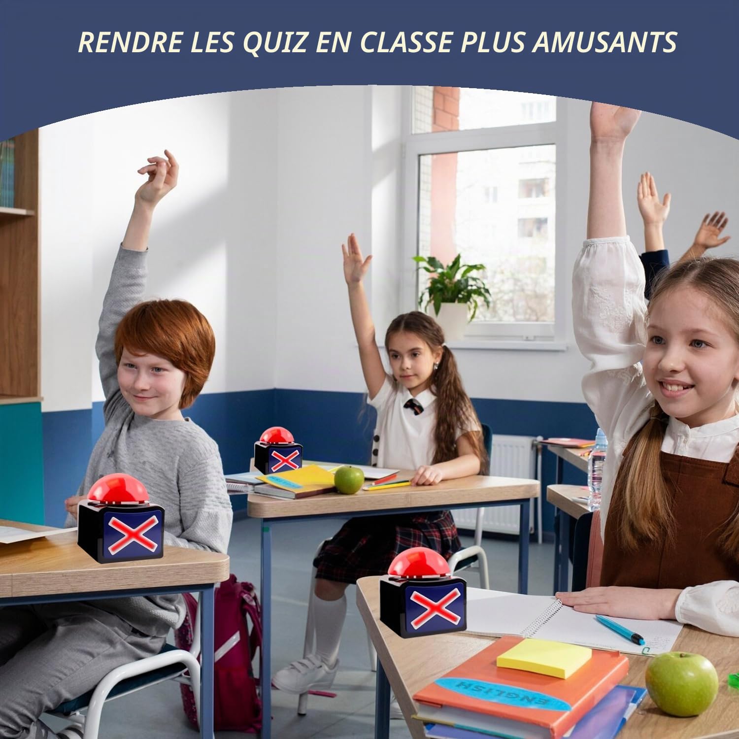 Jouer Répondre Buzzer avec son -Play Show Button- Jouer Buzzer avec lumières et quiz Got Talent Button Famille ennemi bouton avec lumières et son, bouton de jeu parent-enfant (6 pièces)