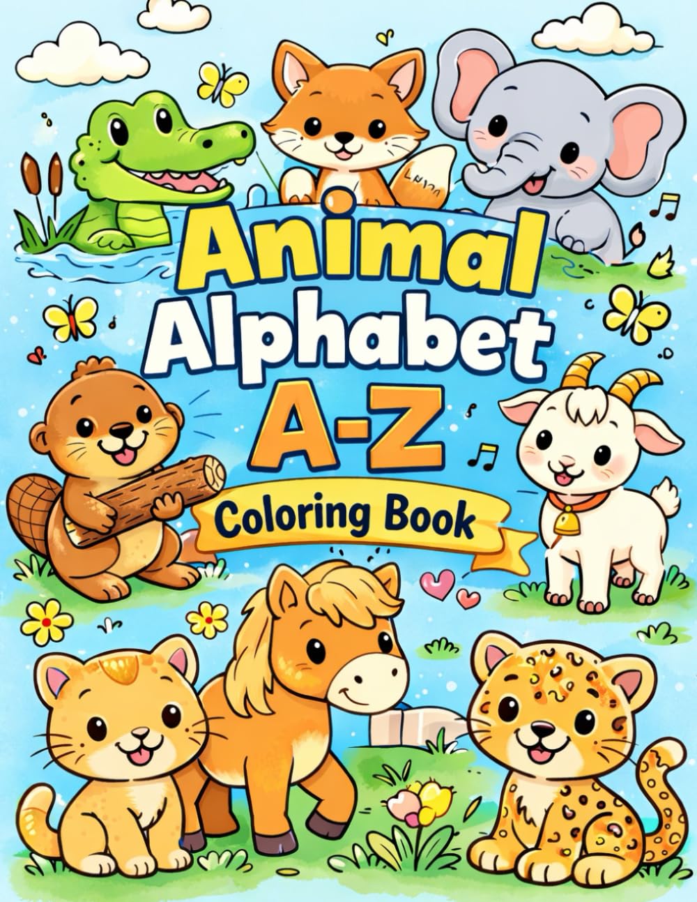Awesome Animal Alphabet A-Z Coloring Book: Fun Animal Coloring Pages & Letter Tracing for Kids, Toddlers, and Preschoolers