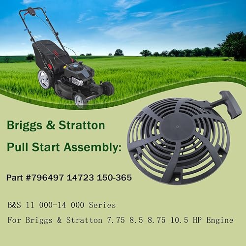 Miniatura 5 de WOTIAN 796497 Arrancador de retroceso compatible con Briggs y Stratton Conjunto de arranque por tracción 14723 150-365 796497 Arrancador de