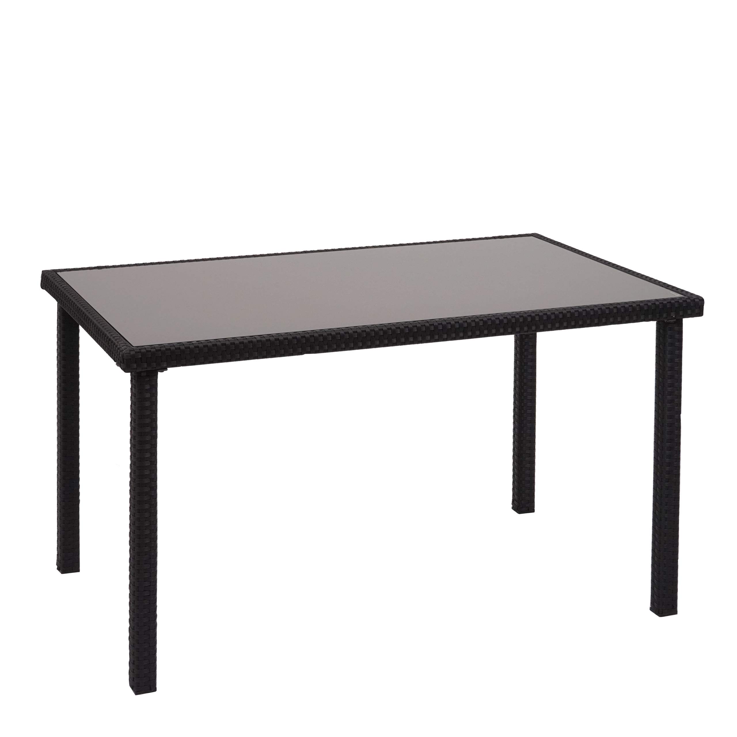 Poly-Rattan Tisch HWC-G19AM, Gartentisch Balkontisch, 120x75cm - schwarz