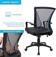 Vista 6 de Furmax Silla de oficina ergonómica de escritorio para computadora, silla de malla, respaldo medio, soporte lumbar giratorio con reposabrazos
