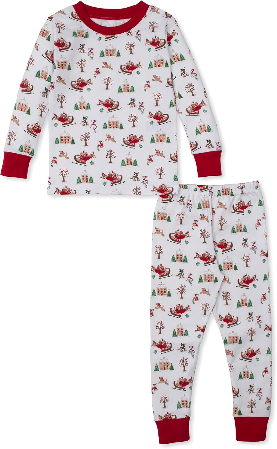 Kissy Kissy Neutral Unisex Toddler Pajamas Up, Up, And Away Santa Pups Print Long Pajamas Set