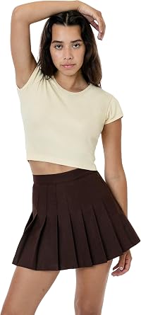 LOS ANGELES APPAREL Womens Classic Tennis Skirt RGB300 - High-Waisted Gabardine Miniskirt, Made in USA