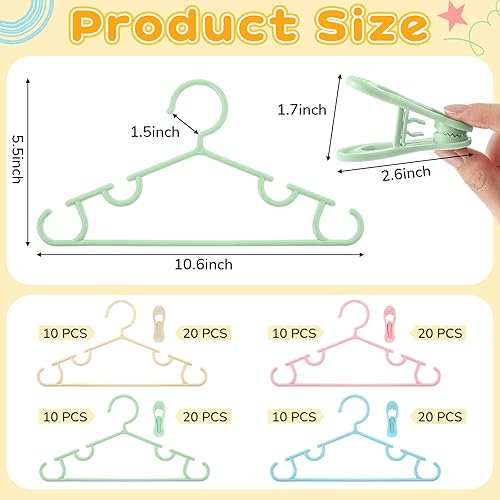 Miniatura 131 de Hsei Baby Hangers with Clips, Plastic Kids Pants Hangers for Nursery Closet, Top and Bottom Clothes Hanger Set for Newborn Child Infant Toddler Boys