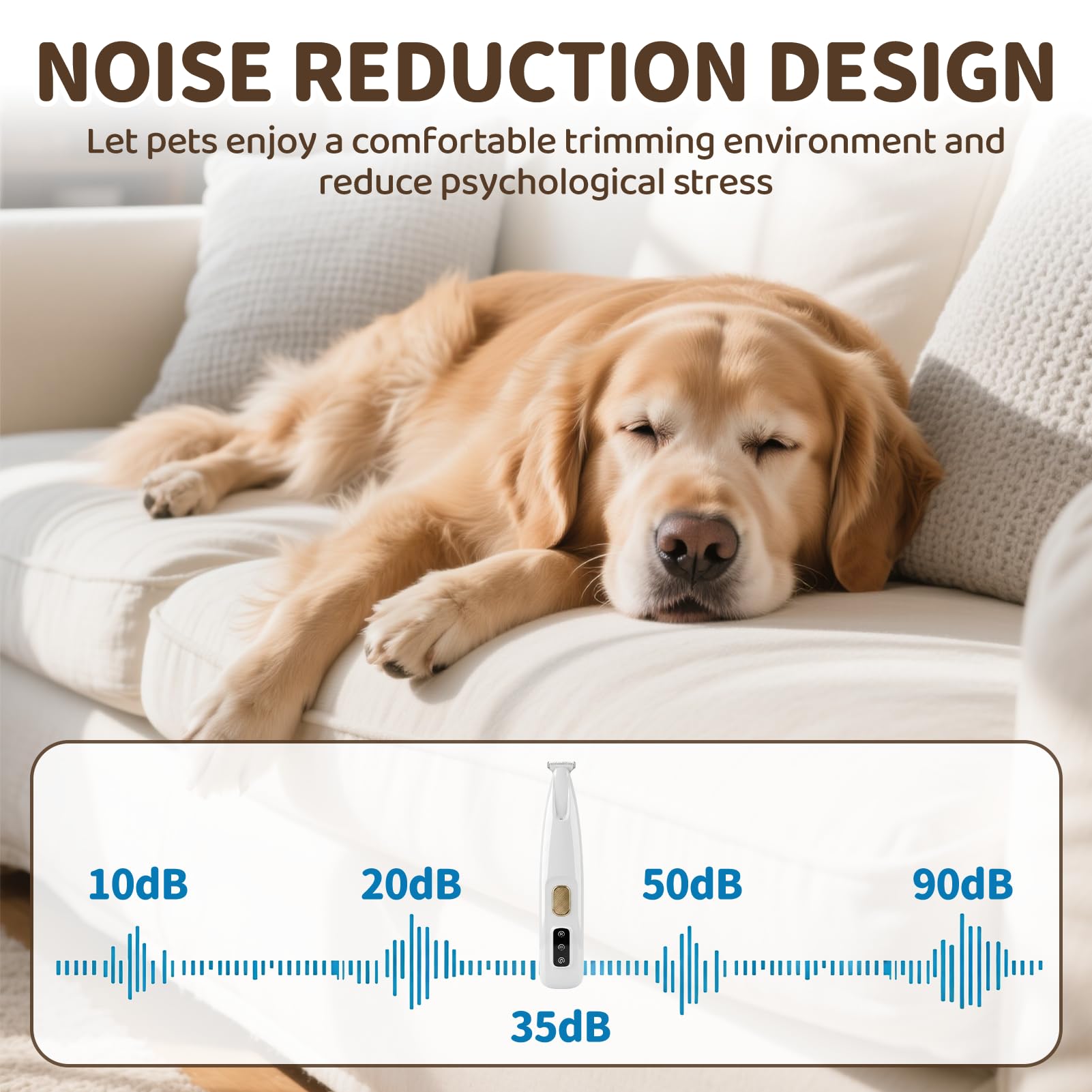 Tondeuse Chat et Chien Silencieuse, Tondeuse Pour Chat Poils Longs Noeud, Coupe Poils Animaux Rechargeable USB, Lames Sûres Pour Pattes et Zones Sensibles