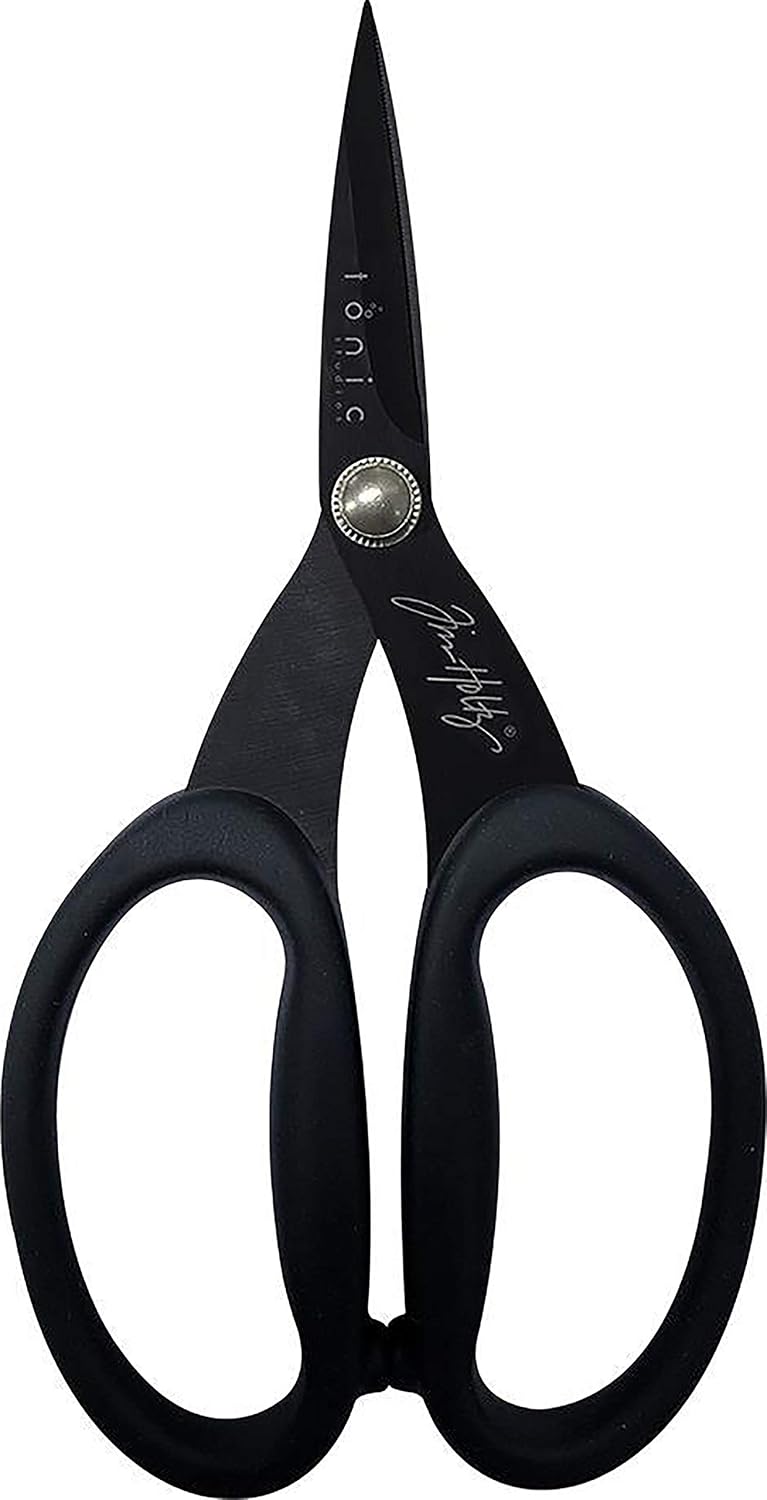 Tim Holtz Small Titanium Scissors - 7 Inch Mini Snips with Micro Serrated