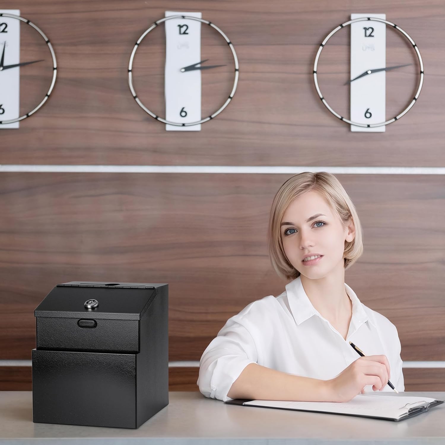 Suggestion Box with Lock and Slot 2 Pack Metal Wall Mounted Ballot Complaint and Donation Box with 4 Keys