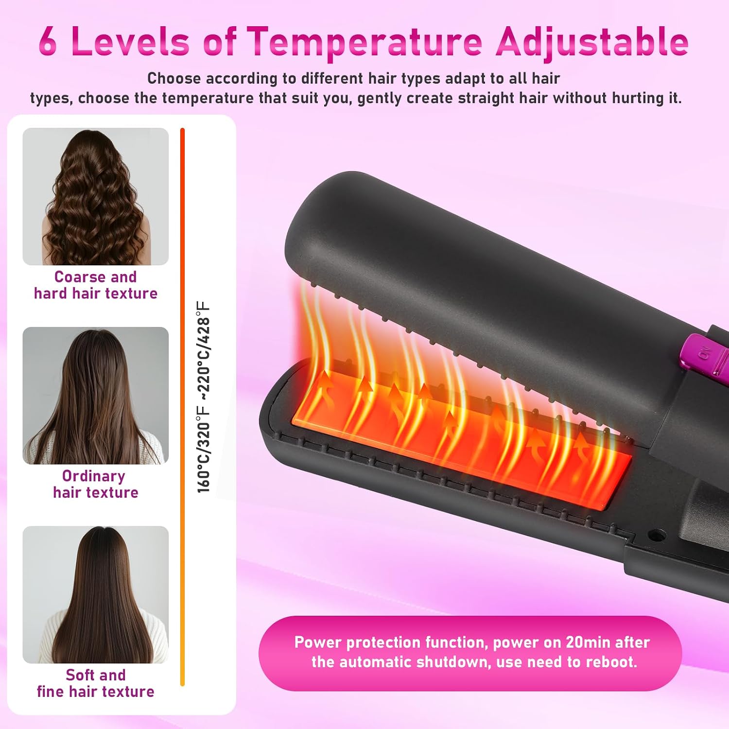 Cordless Hair Straightener, 2 in 1 Ceramic Flat Iron and Curler with Hairpin, 6 Levels of Temperature Adjustment, 4500mAh Battery, Type-C Charging, Portable Hair Straightener for Travel (Black)