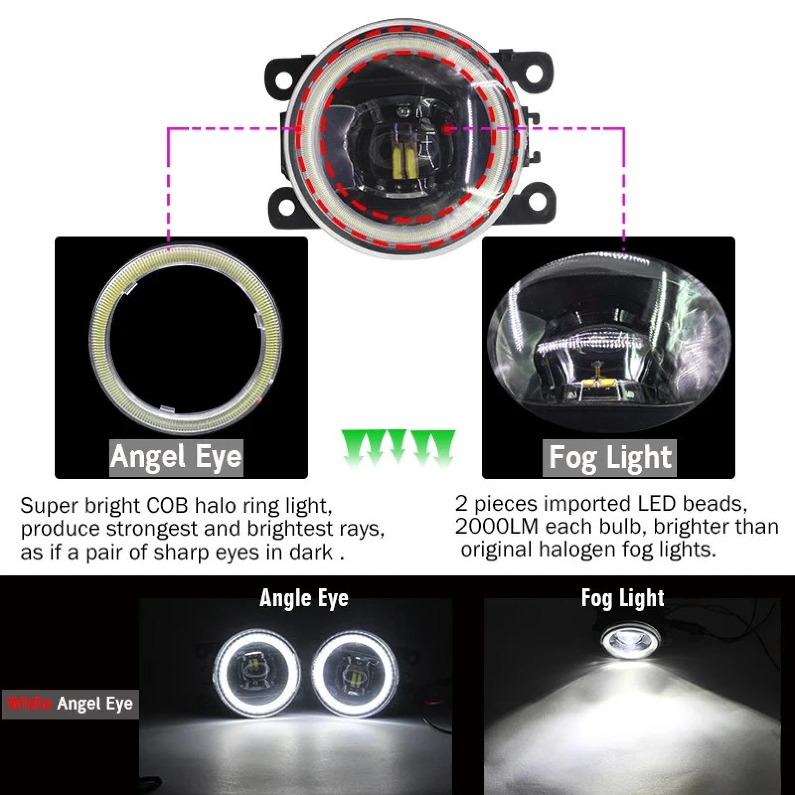 Mistlampen Dla Figo Dla Ka+ Dla Ka 2015 2016 żarówka LED samochodowa H11 przednie światło przeciwmgielne Angel Eye światło do jazdy dziennej DRL 4000 Dla lm 12V