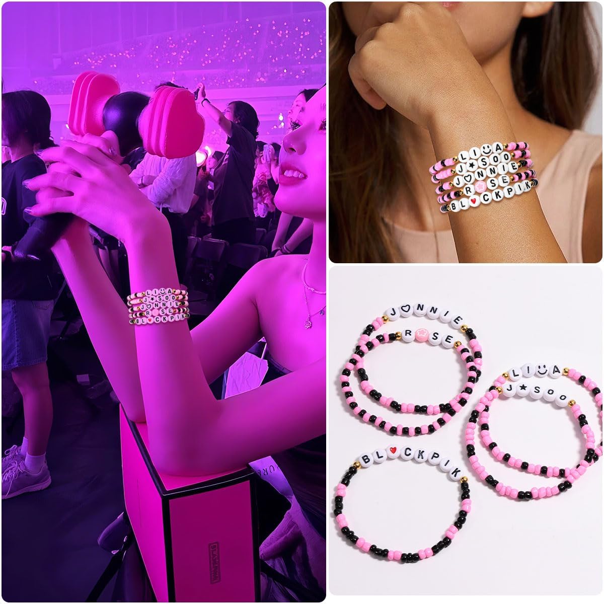 AICase for Blackpink Inspired Bracelets Set Merch, Black Pink Kpop Merch Outfits for Concert Accessories Fashion Korean Jewelry Beaded Friendship merchandise Gifts for Fans Birthday Christmas - Image 4