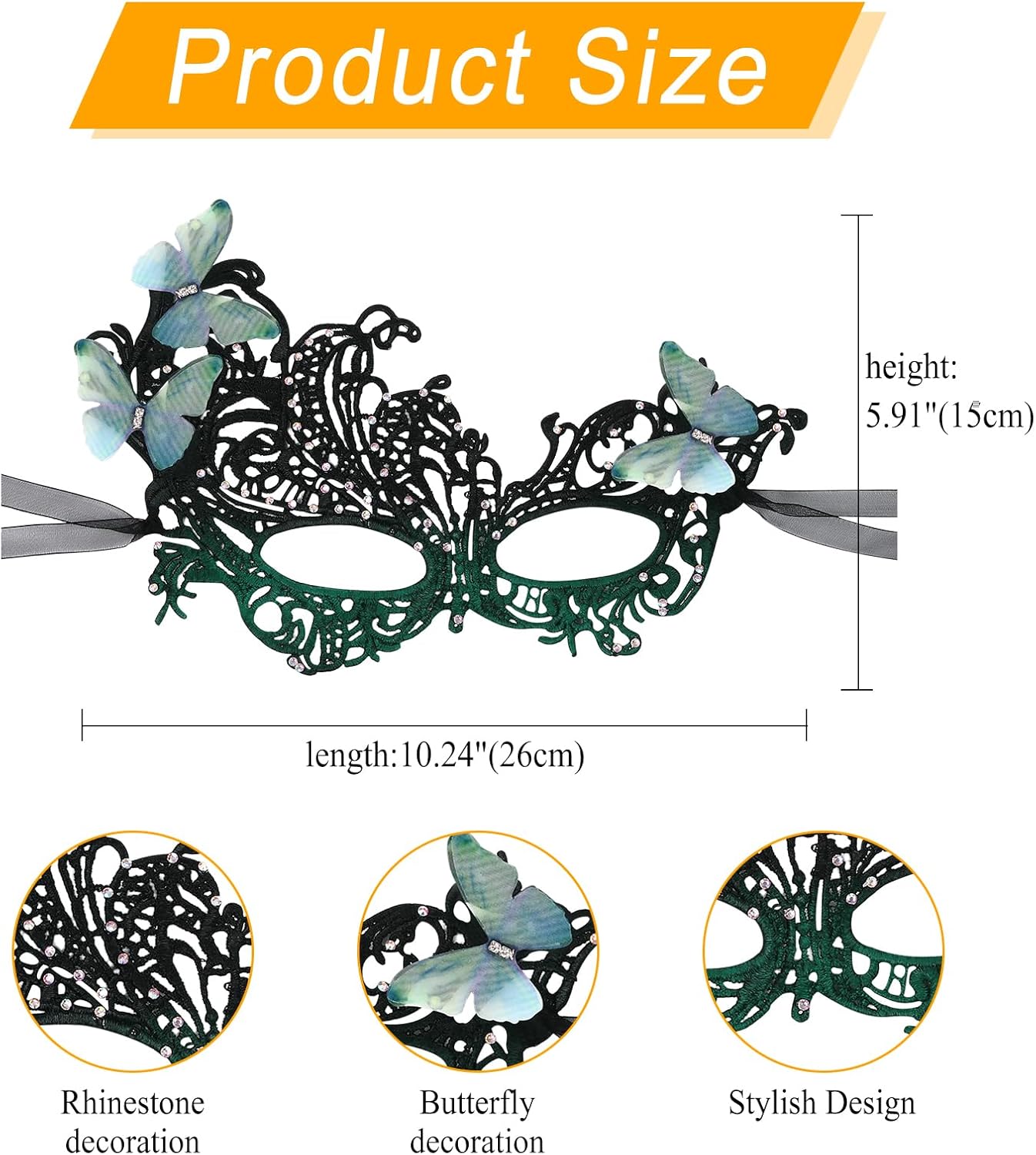 OIDEA Butterfly Lace Masquerade Mask for Women: Costumes Party Masks Halloween Carnival Venetian Evening Prom Ball Mask - Image 3