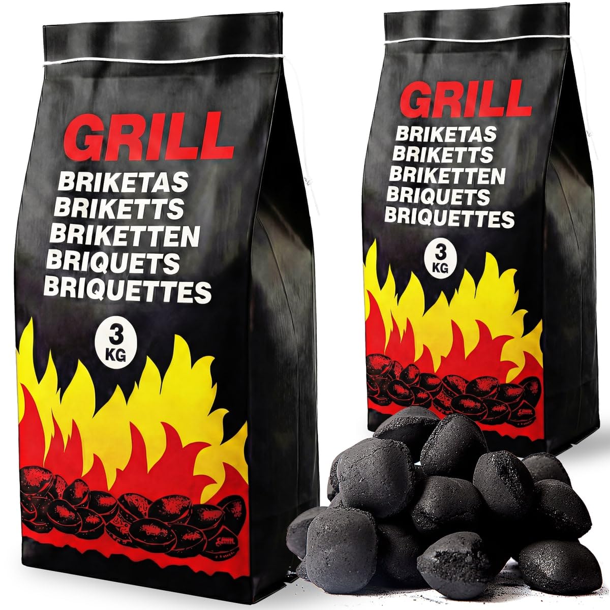 DEUBA® 27kg Briquetas de Carbón Vegetal para Barbacoa 9x3kg Brasas Bajas en Chispas y Calor Uniforme
